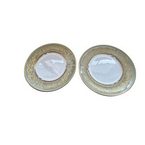 Royal Worcester‎ 1966 Balmoral Green Tea Plates x2
